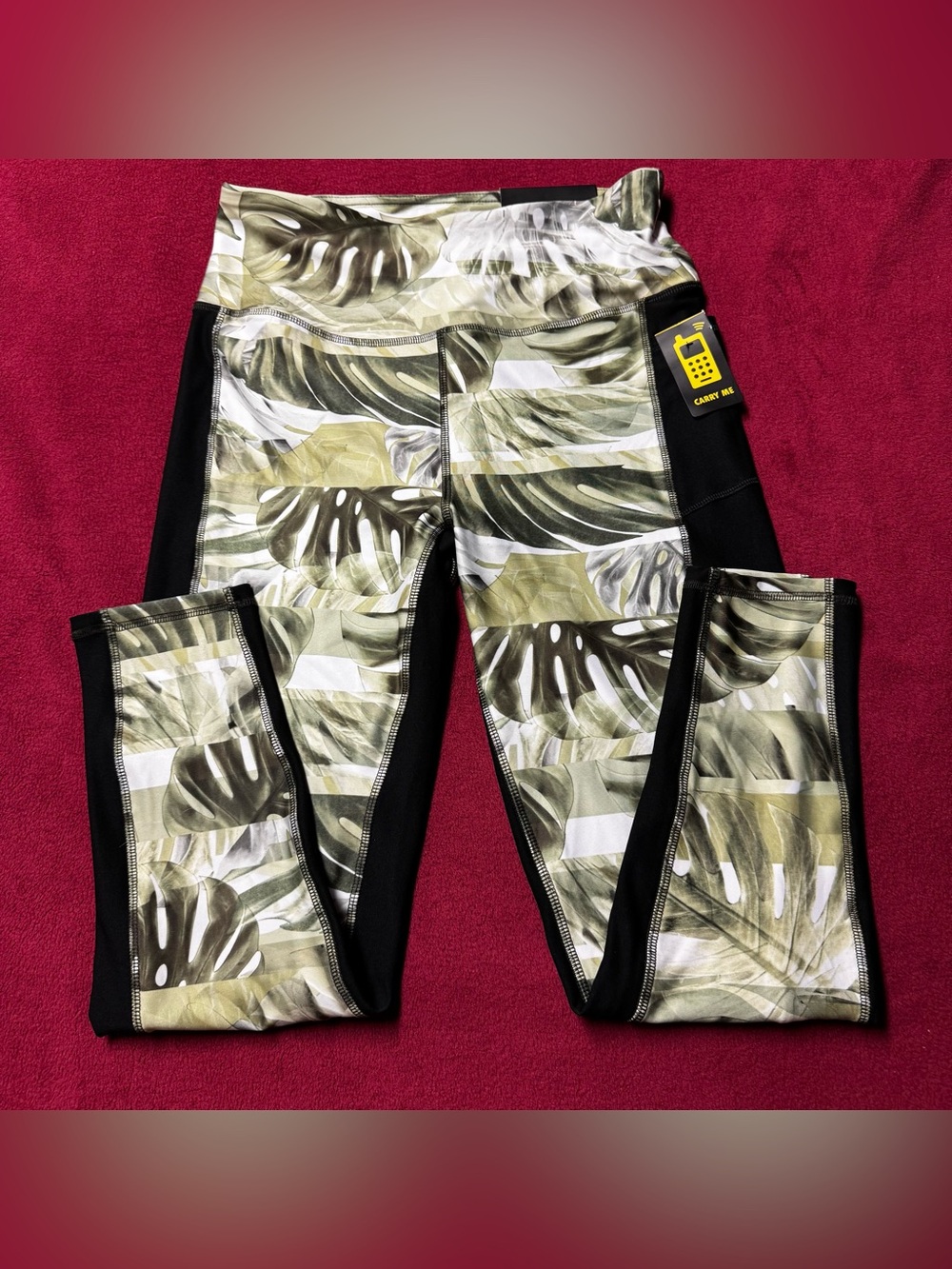 X by Gottex Green Leaf Print Active Leggings
